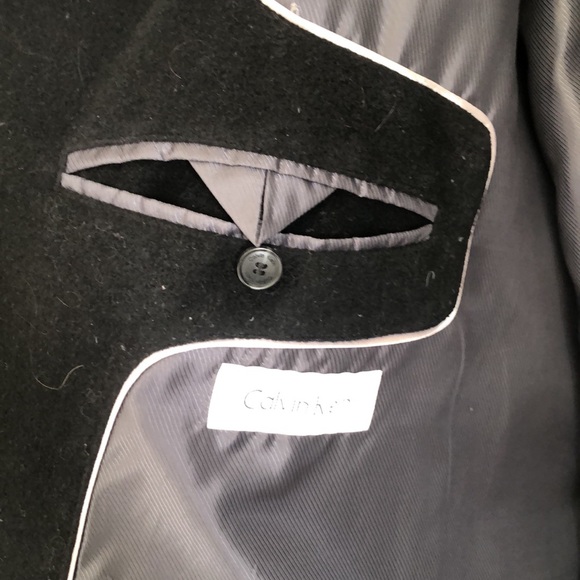 Calvin Klein Men's Solid Single Breasted Wool Blended Overcoat - Picture 8 of 12